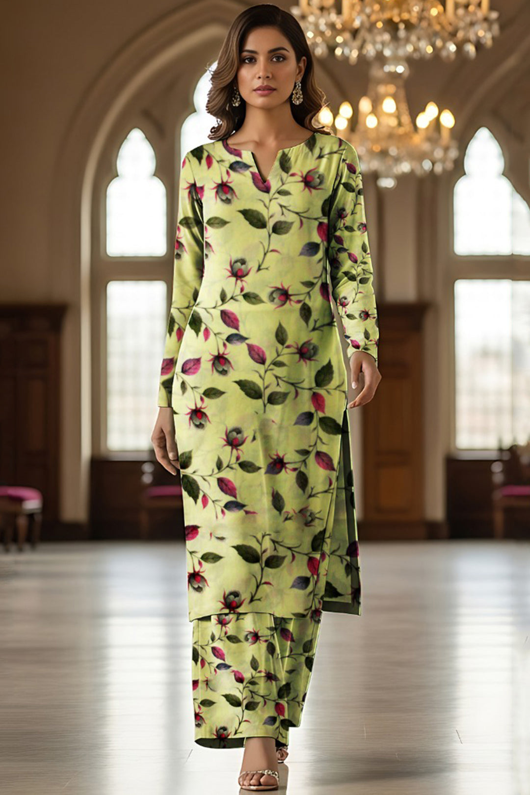 Luxury Digital Lawn Allover Print 2-Piece Suit – Yellow Floral Print
