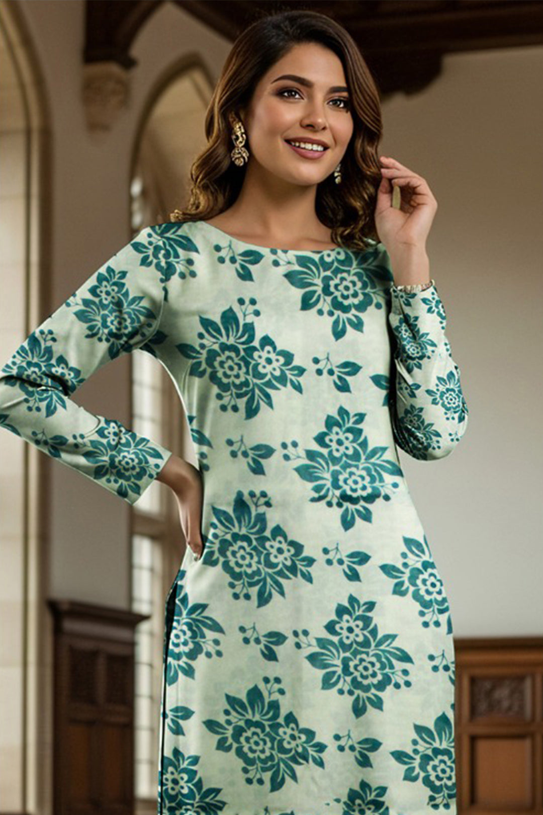 Luxury Digital Lawn Allover Print 2-Piece Suit – Skin with Zink Floral