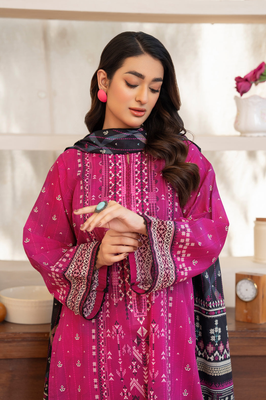 3 Piece Unstitched Barbie Pink Premium Lawn