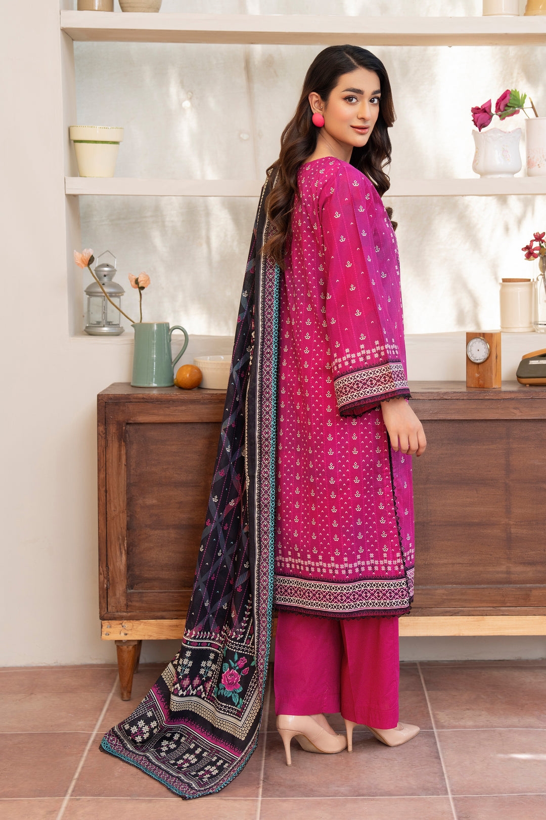 3 Piece Unstitched Barbie Pink Premium Lawn