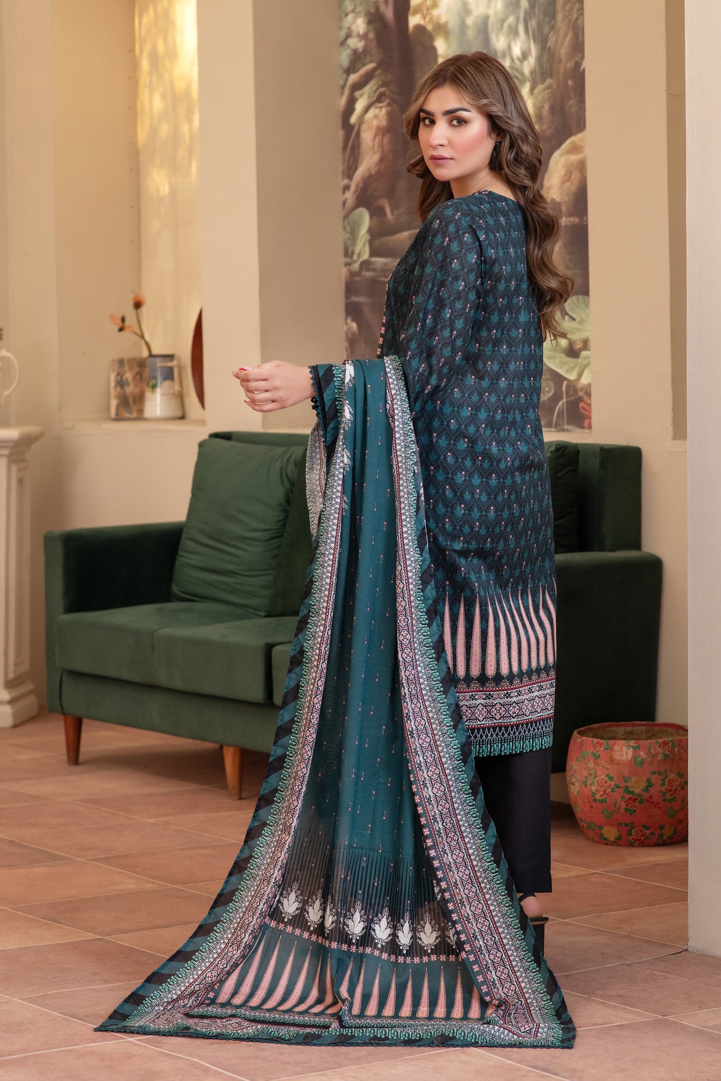 3 Piece Unstitched Black Premium Lawn