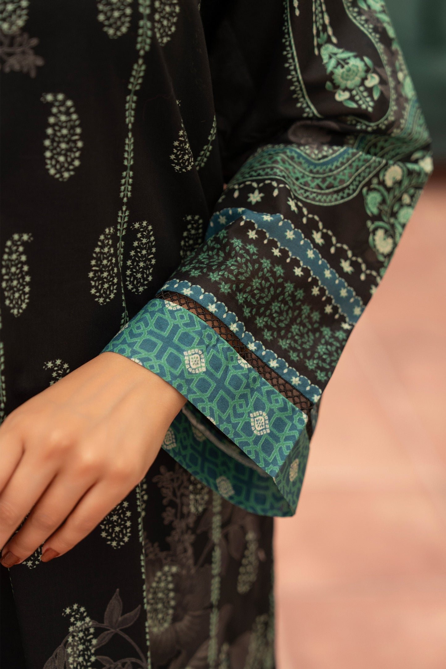3 Piece Unstitched Black Premium Printed Lawn