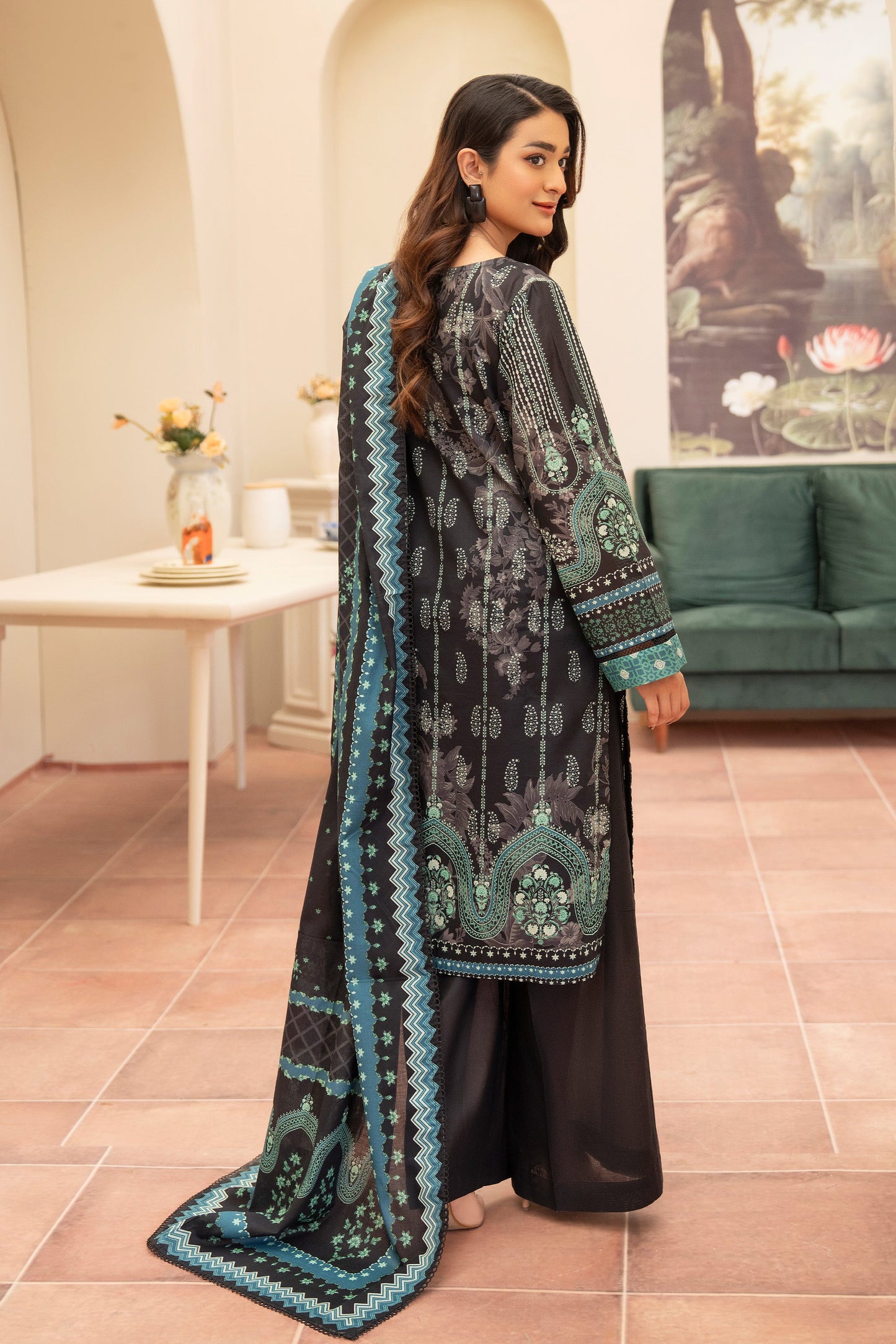 3 Piece Unstitched Black Premium Printed Lawn