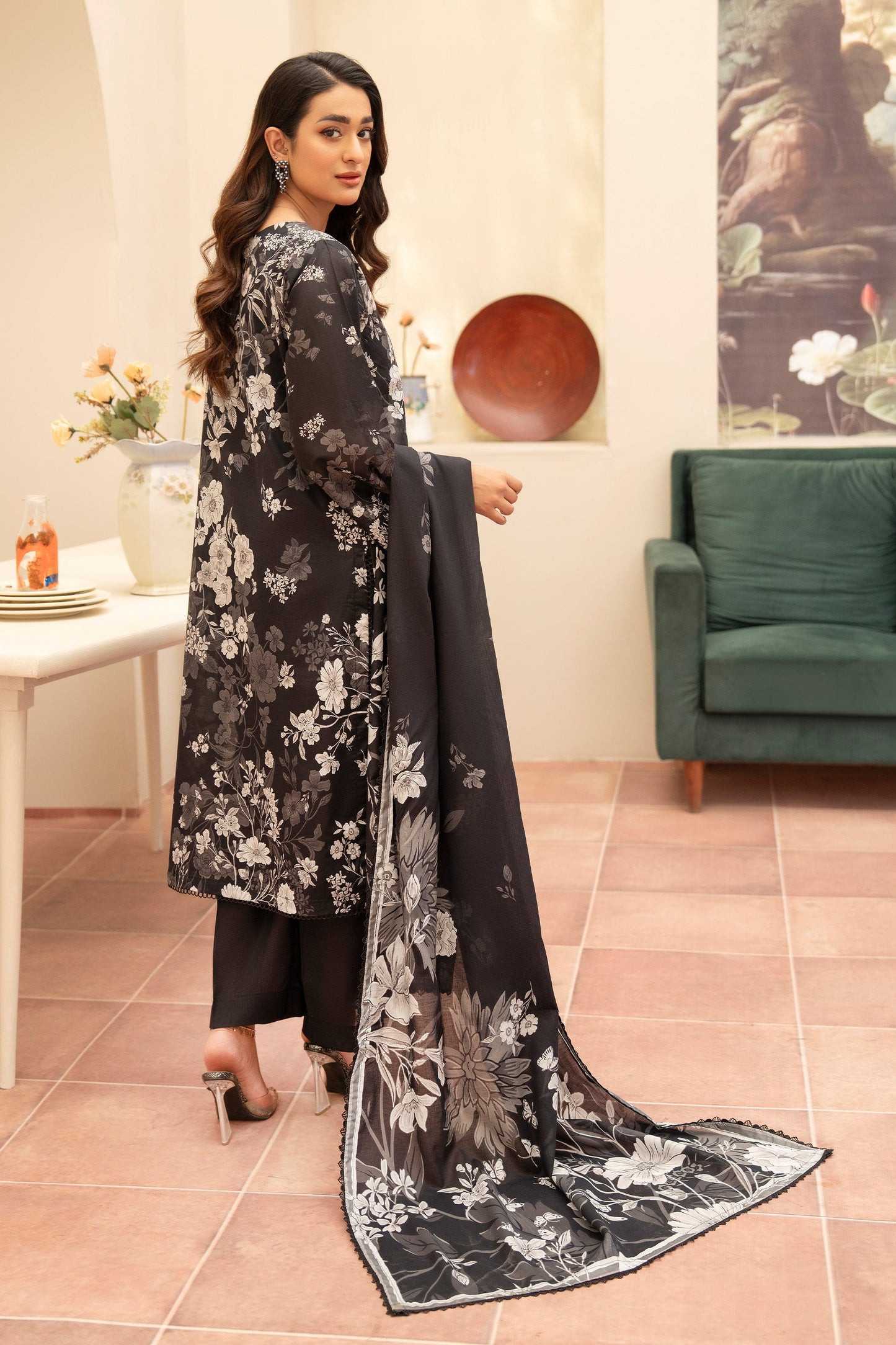 3 Piece Unstitched Black Premium Printed Lawn