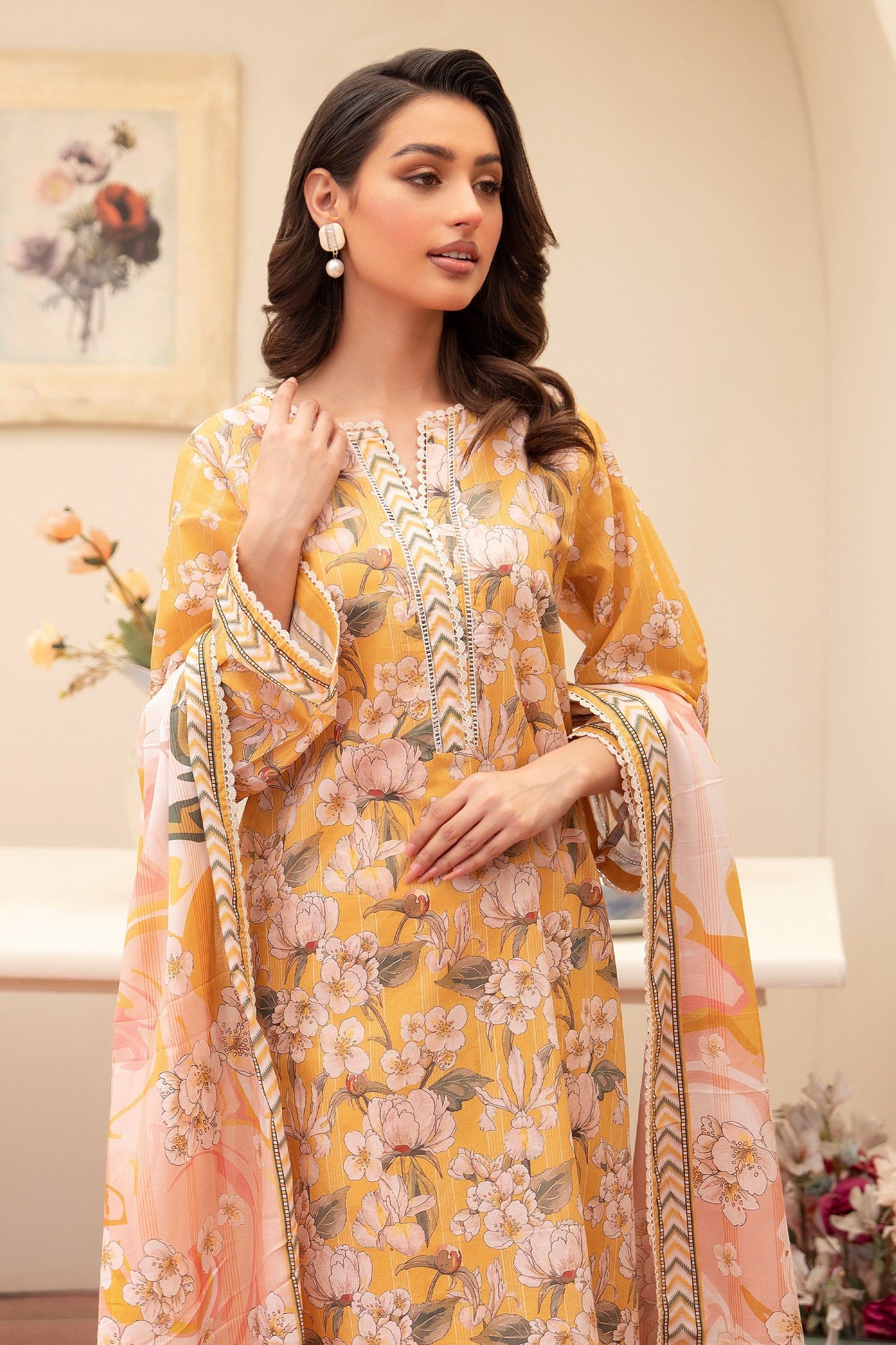 3 Piece Unstitched Honey Premium Lawn