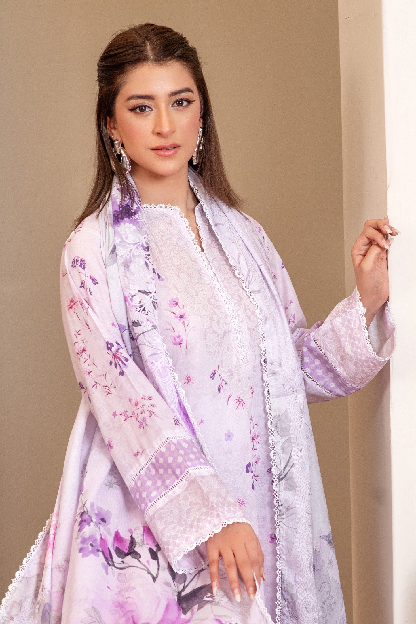 3 Piece Unstitched Lilac Premium Printed Lawn