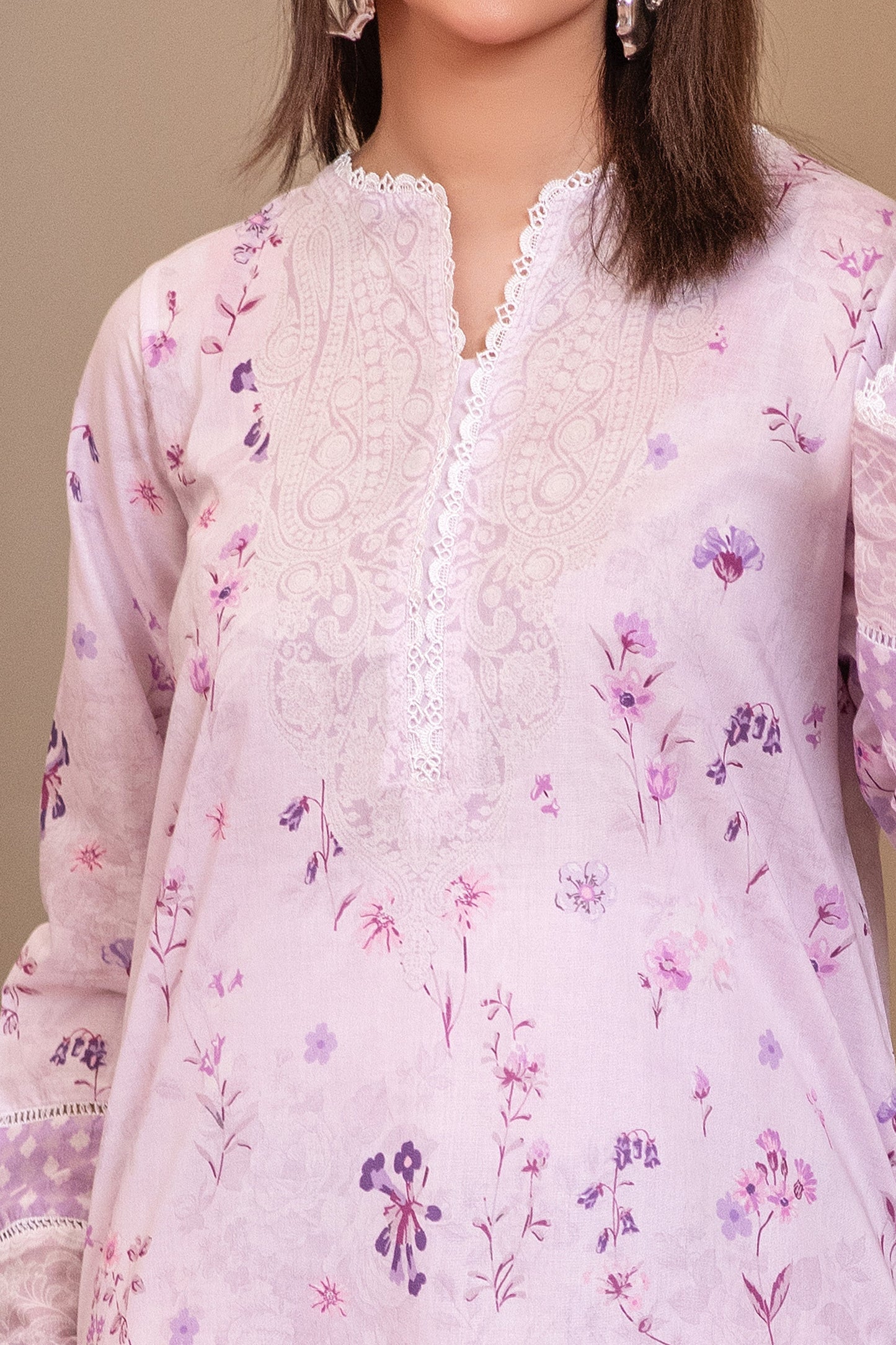 3 Piece Unstitched Lilac Premium Printed Lawn