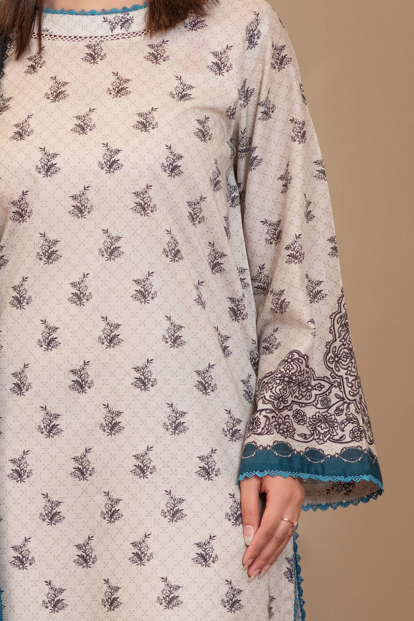 3 Piece Unstitched Oat Premium Lawn