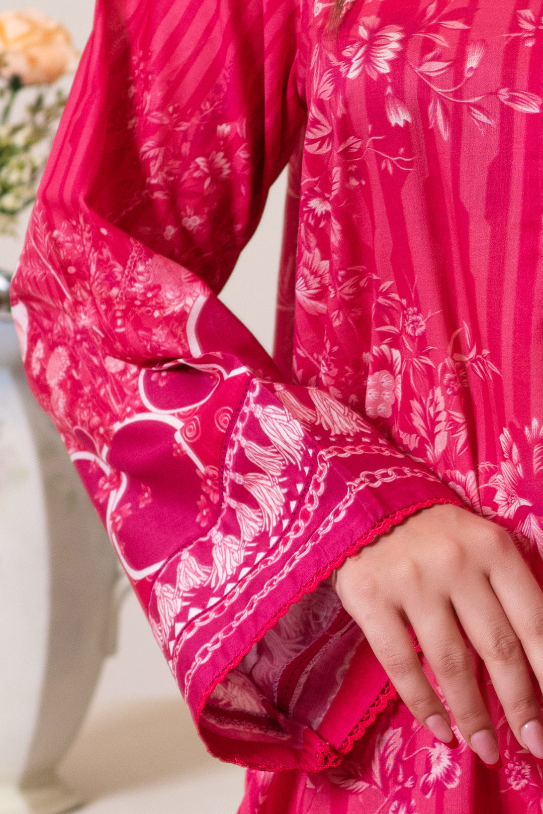 3 Piece Unstitched Raspberry Premium Lawn