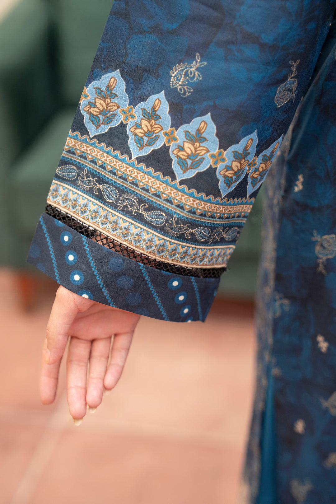 3 Piece Unstitched Sapphire Blue Premium Lawn