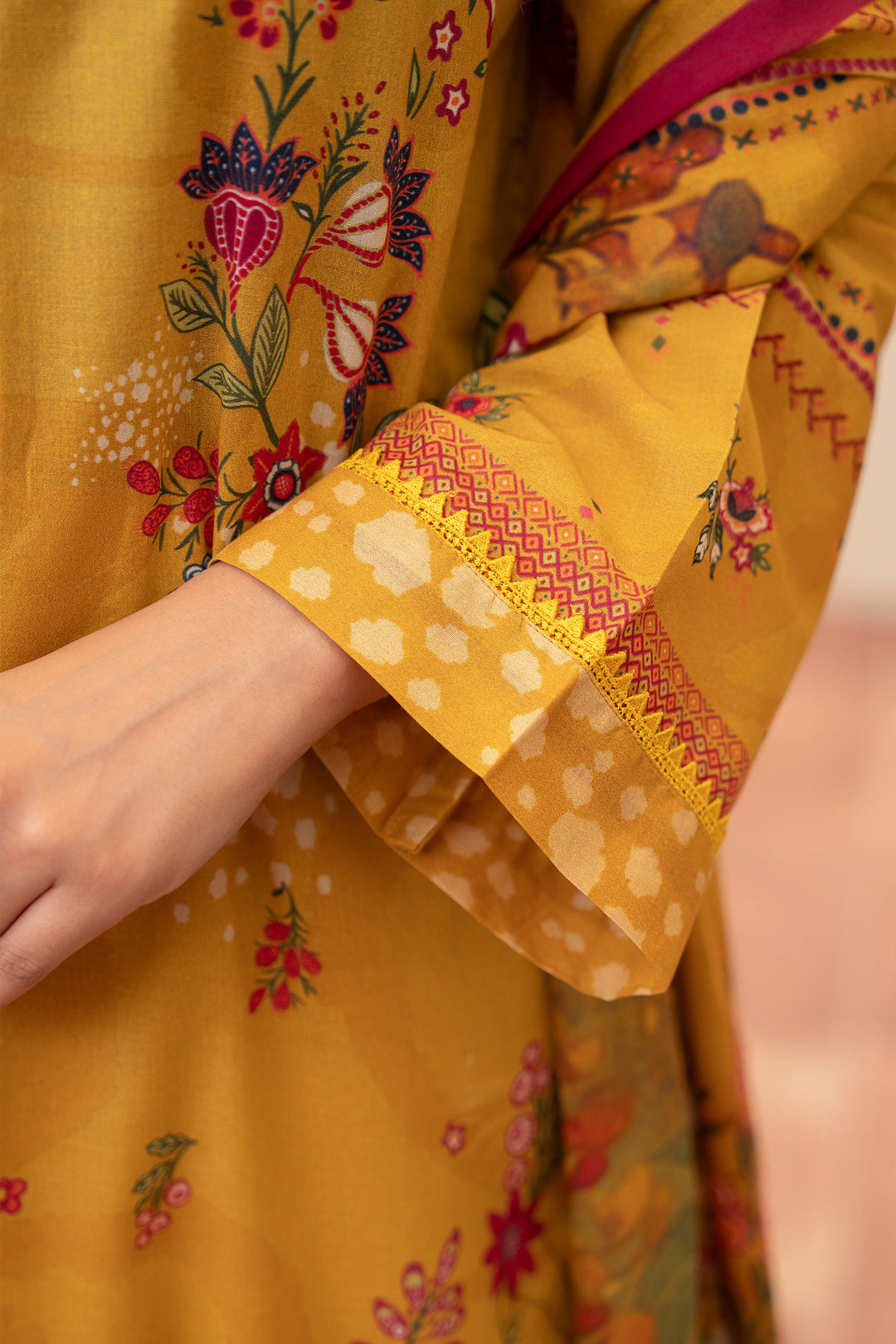 3Piece Unstitched Turmeric Premium Lawn