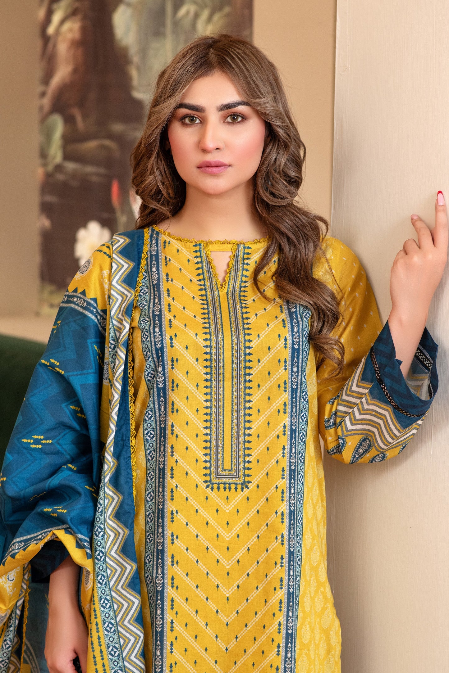 3 Piece Unstitched Yellow Premium Lawn