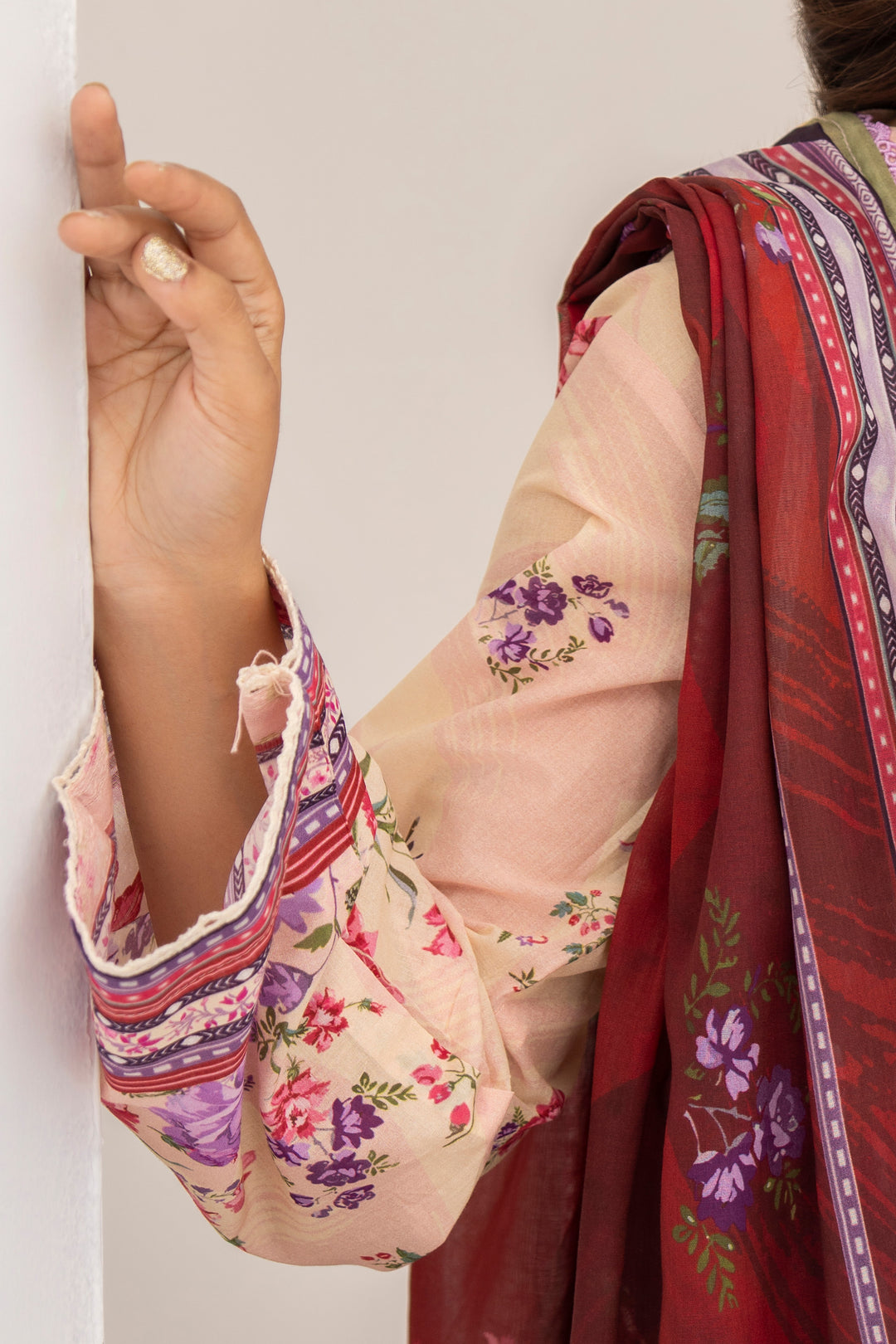 Beige 3 Piece Unstitched Premium Lawn