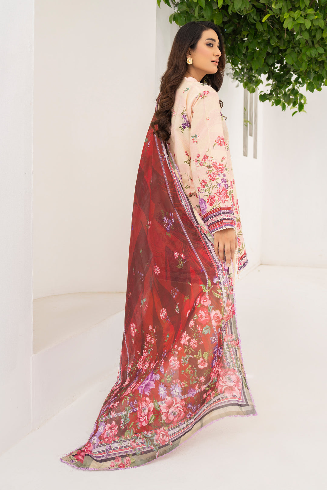 Beige 3 Piece Unstitched Premium Lawn