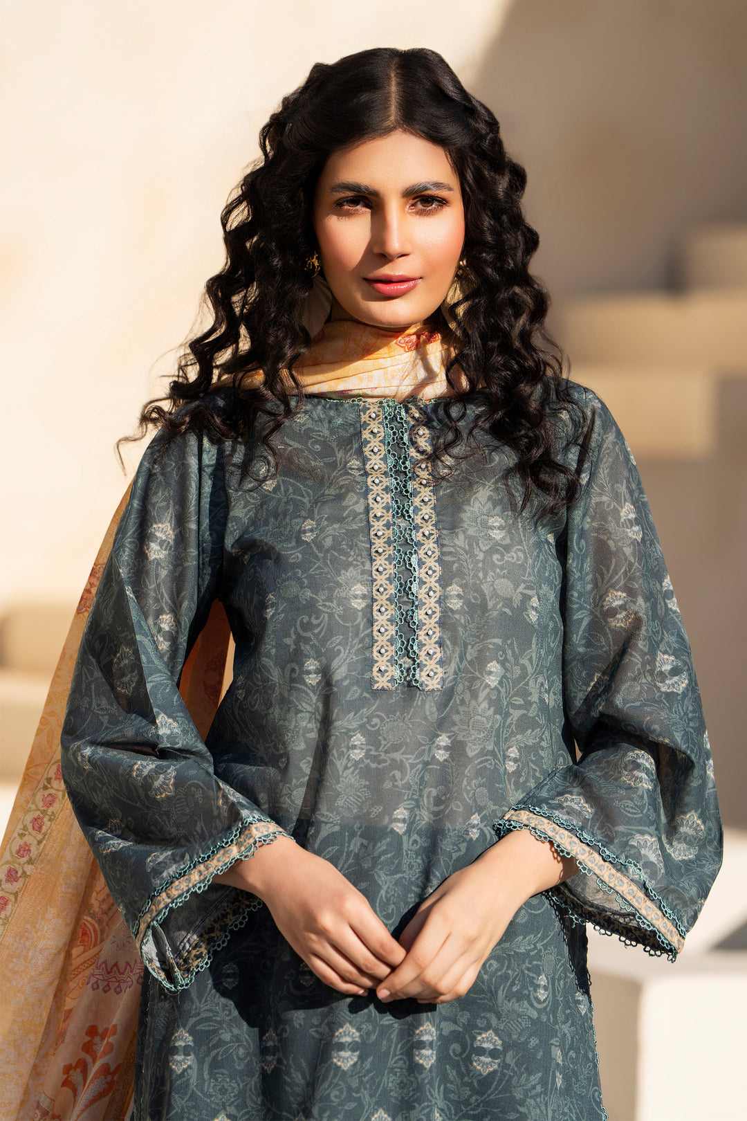 Grey 3 Piece Unstitched Premium Lawn