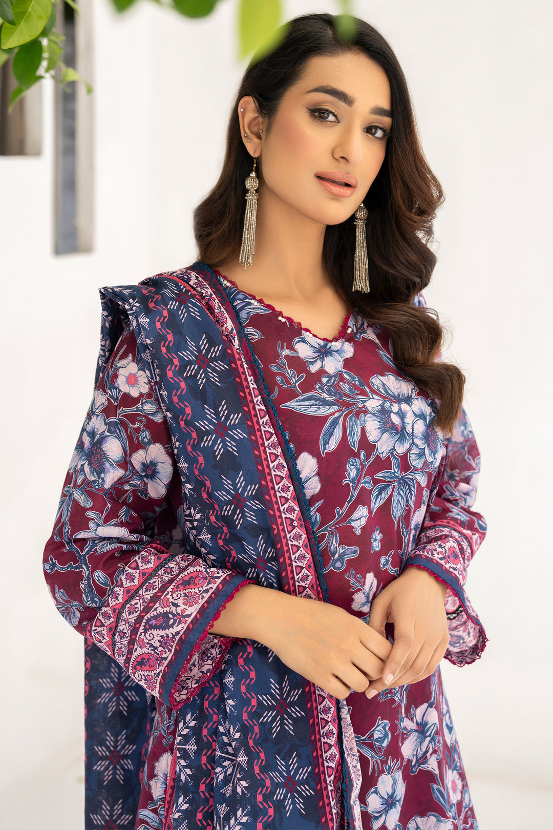Maroon 3 Piece Unstitched Premium Lawn