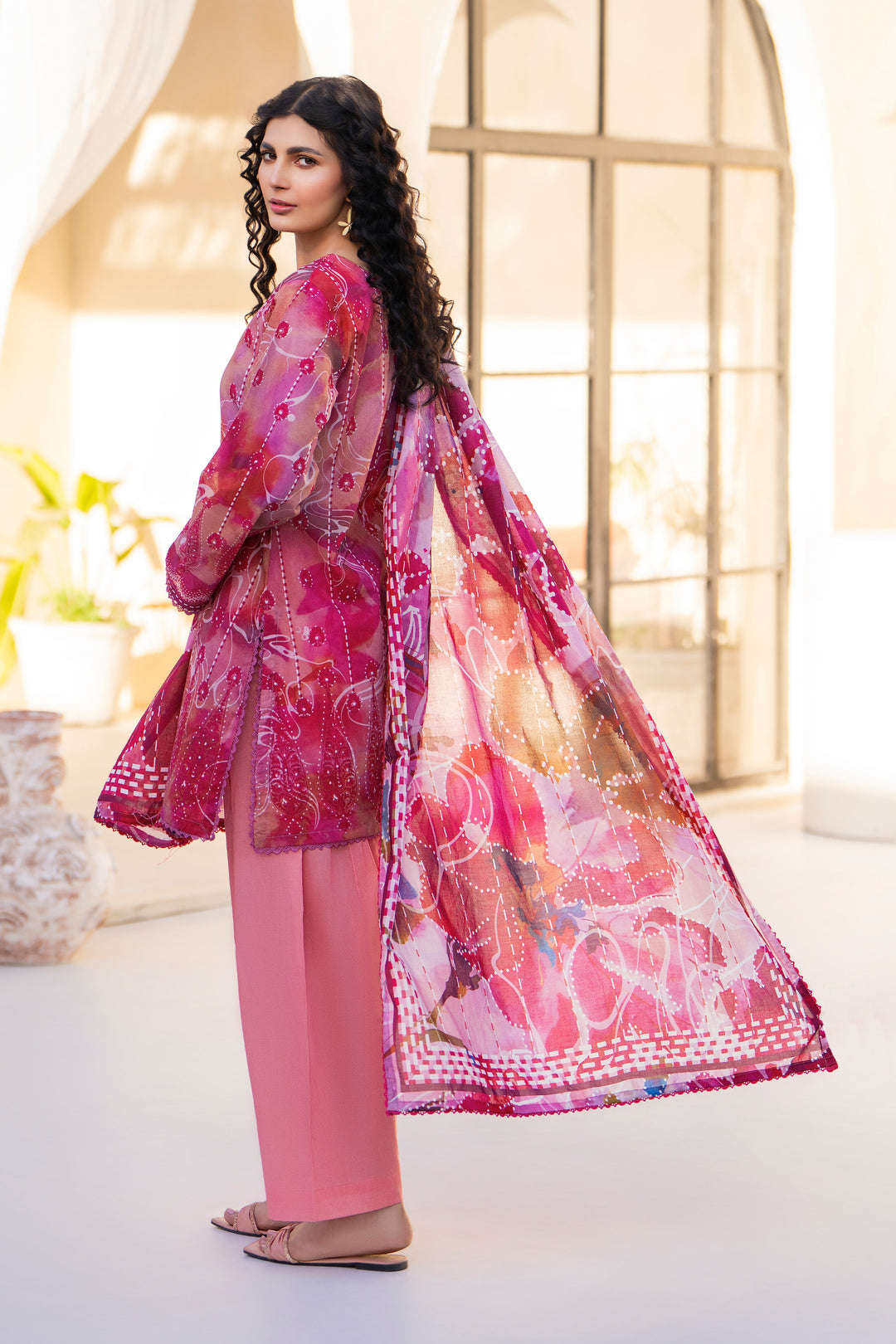 Pink 3 Piece Unstitched Premium Lawn