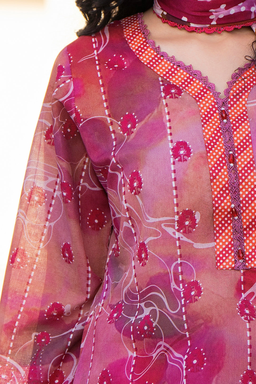 Pink 3 Piece Unstitched Premium Lawn