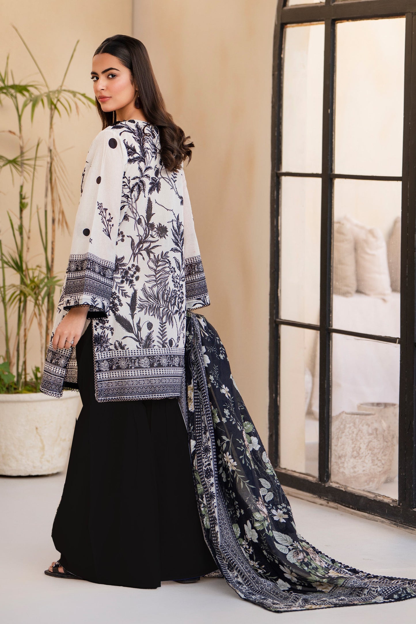 3 Piece Unstitched White Premium Lawn