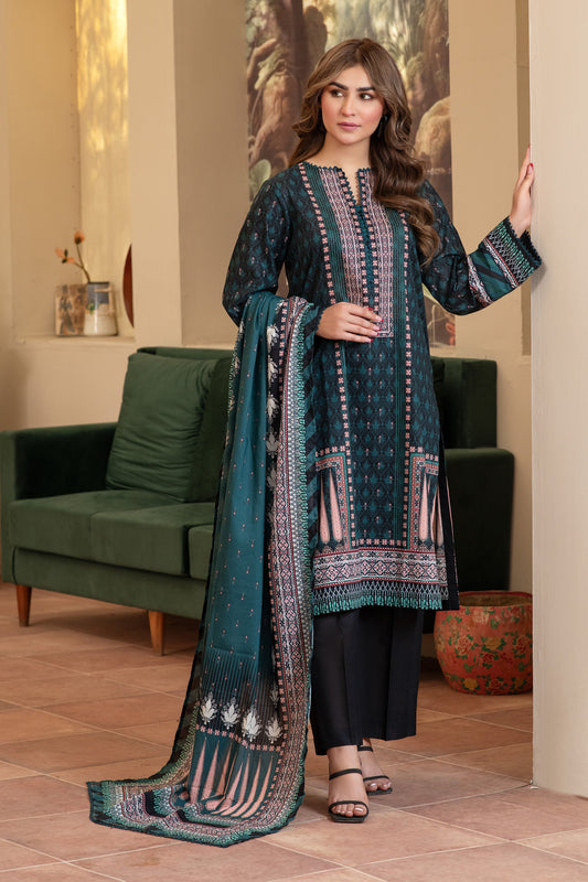 3 Piece Unstitched Black Premium Lawn