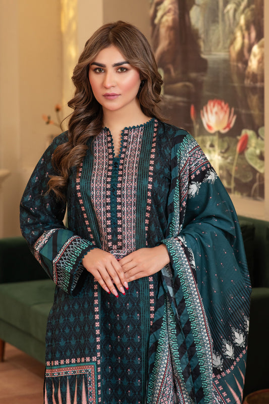 3 Piece Unstitched Black Premium Lawn