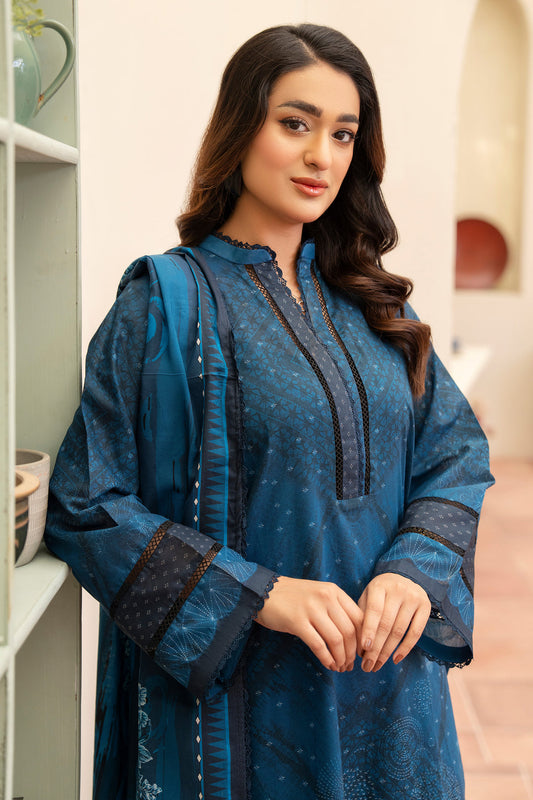 3 Piece Unstitched Cobalt Blue Premium Lawn