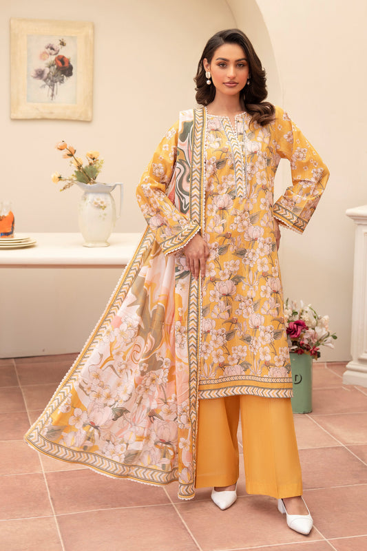 3 Piece Unstitched Honey Premium Lawn