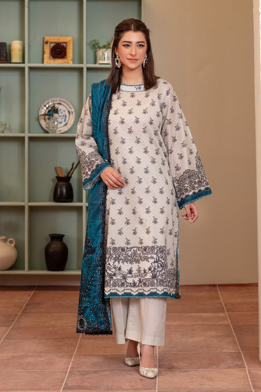 3 Piece Unstitched Oat Premium Lawn