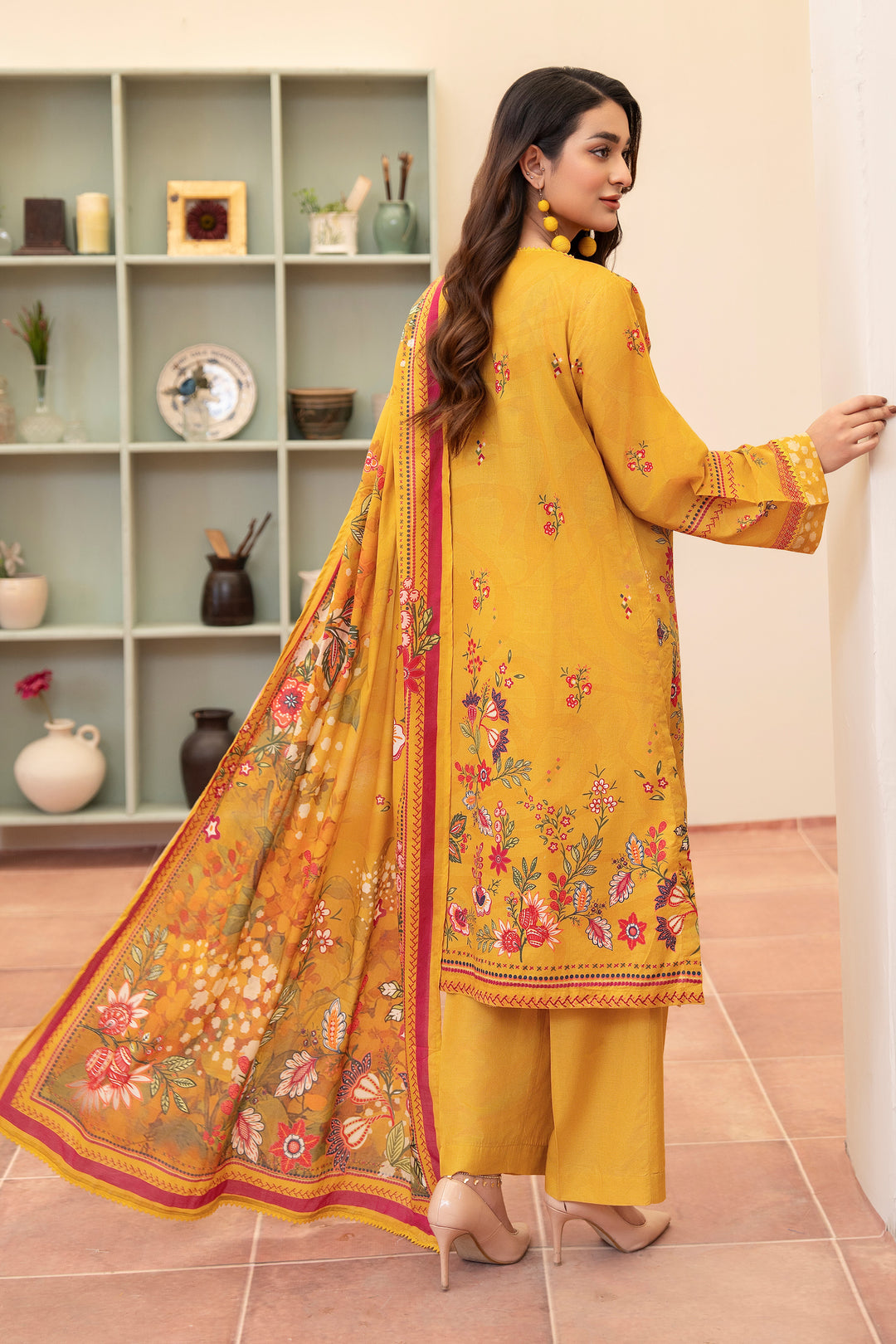 3Piece Unstitched Turmeric Premium Lawn
