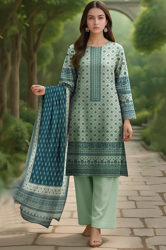 Grey Goose & Blue Dianne Printed Doriya Linen 3-Piece Suit