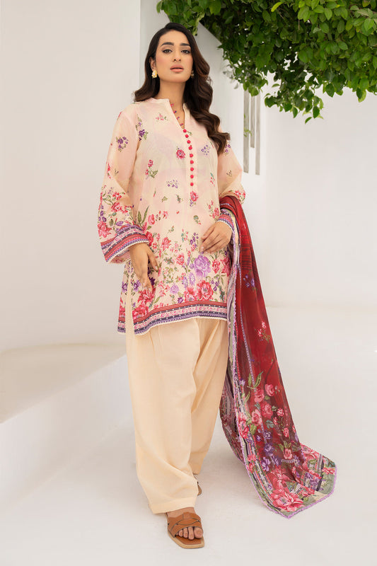 Beige 3 Piece Unstitched Premium Lawn